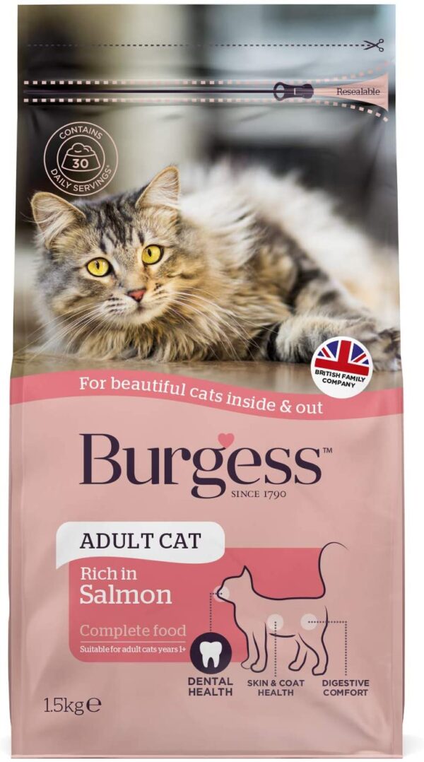 Burgess Adult Rich In Scottish Salmon Complete Cat Food 1.5KG | Torne Valley