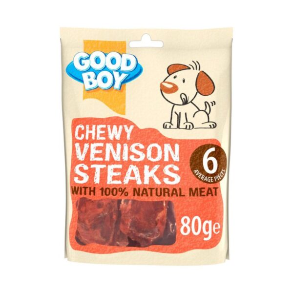 Good Boy Chewy Venison Steaks 80G | Torne Valley