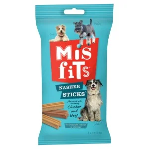 Misfits Nasher Sticks Medium Chicken And Beef Dog Treats  175G