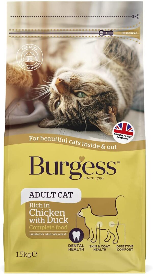 Burgess Adult Cat Chicken And Duck Food 1.5KG | Torne Valley