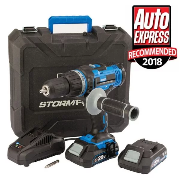 Draper Storm Force 20V Cordless Combi Drill With Two Li-Ion Batteries - 89523