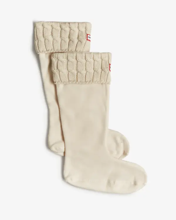 Hunter Original Cable Cuff Tall Boot Socks White | Torne Valley