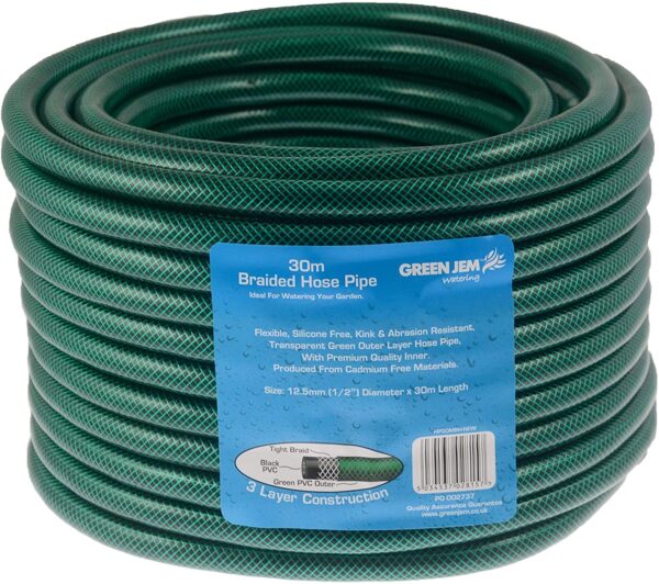 Green Jem Braided Hose Pipe 12.5mm x 30m | Torne Valley