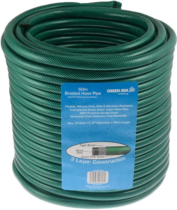 Green Jem Braided Hose Pipe 12.5mm x 50m | Torne Valley