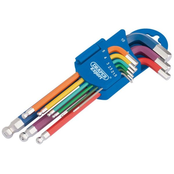 Draper Metric Coloured Hexagon And Ball End Key Set (9 Piece) - 66132 | Torne Valley