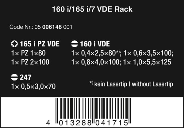 Wera 7 Piece 160 i/165 i/7 Rack Screwdriver Set | Torne Valley