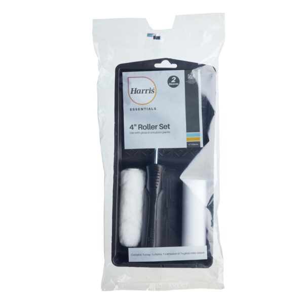 Harris Essentials Mini Roller Set 4" With 2 Sleeves