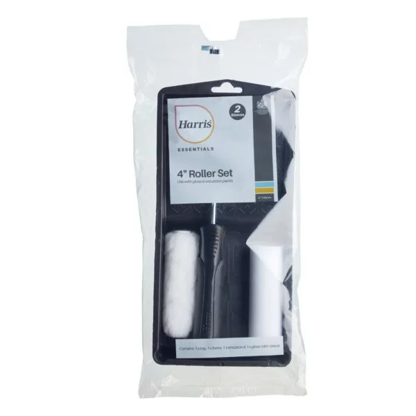 Harris Essentials Mini Roller Set 4" With 2 Sleeves