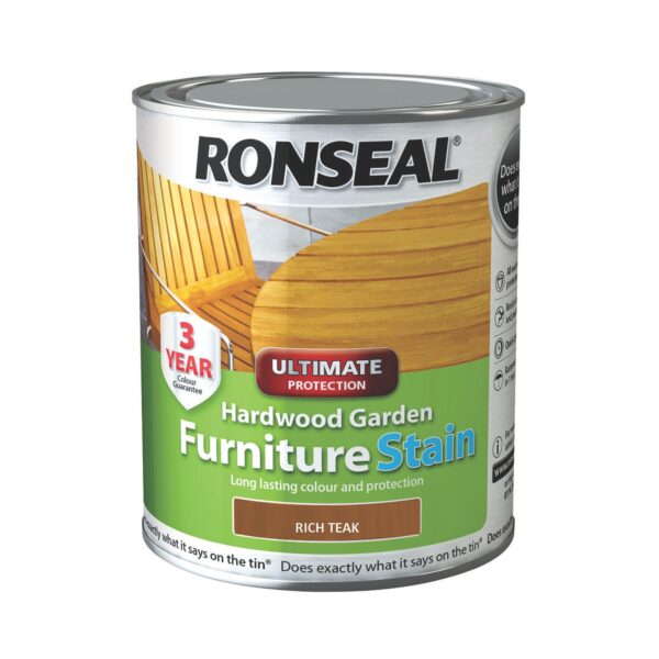 Ronseal Ultimate Garden Furniture Stain Rich Teak 750ml | Torne Valley