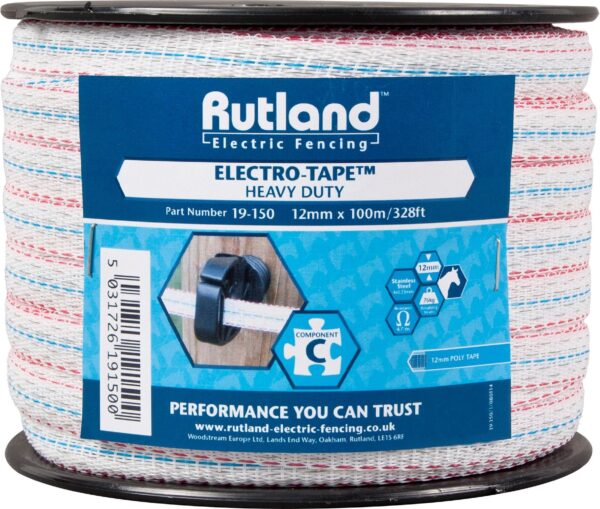 Rutland White Electro-Tape 12mm x 100m | Torne Valley