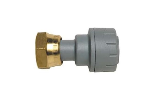 PolyPlumb 15mm x 1/2" Straight Tap Connector (Brass Connecting Nut) | Torne Valley