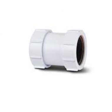Polypipe 32mm Compression Waste Straight Connector, White | Torne Valley