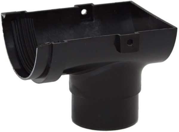 Polypipe 75mm Mini Half Round Gutter Stop End Outlet, Black | Torne Valley