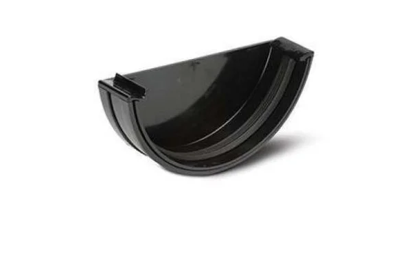 Polypipe 75mm Mini Half Round Gutter External Stop End, Black