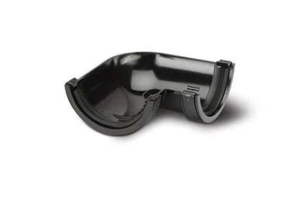 Polypipe 112mm 90 Half Round Gutter, Black