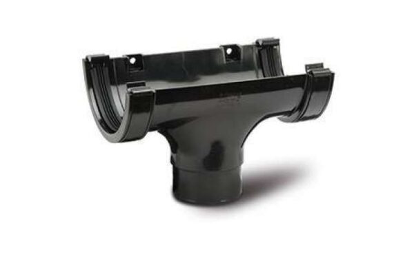 Polypipe 112mm Half Round Gutter Running Outlet, Black
