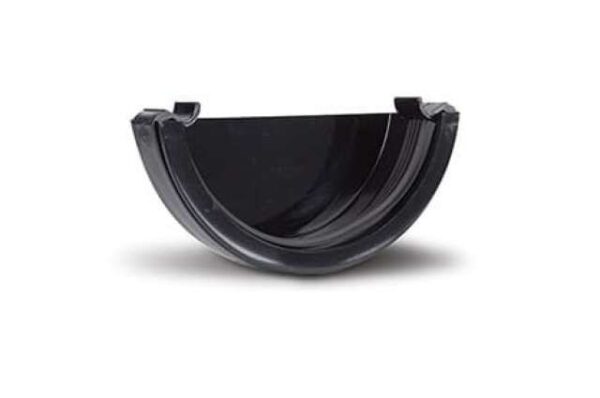 Polypipe 112mm Half Round Gutter Stop End External, Black