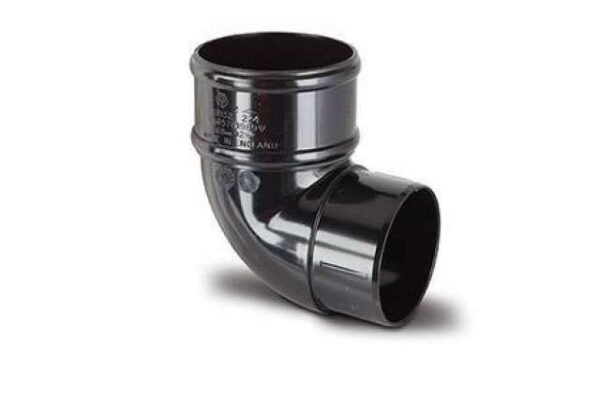 Polypipe 68mm Round Down Pipe 92.5 Degree Offset Bend, Black | Torne Valley