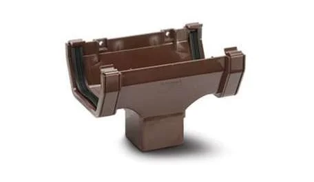 Polypipe 112mm Square Gutter Running Outlet, Brown