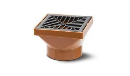 Polypipe 110mm Underground Square Hopper With Grid, Terracotta