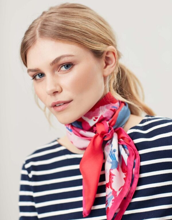 Joules Bloomfield Navy/Red Floral Silk Scarf | Torne Valley