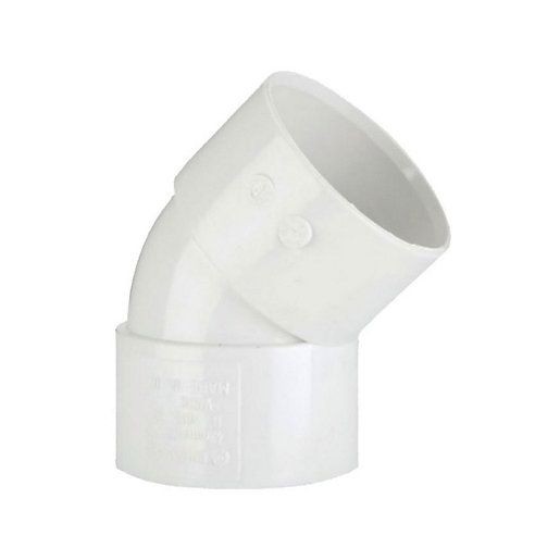 Polypipe 32mm Solvent Weld Waste 45 Obtuse Bend, White | Torne Valley