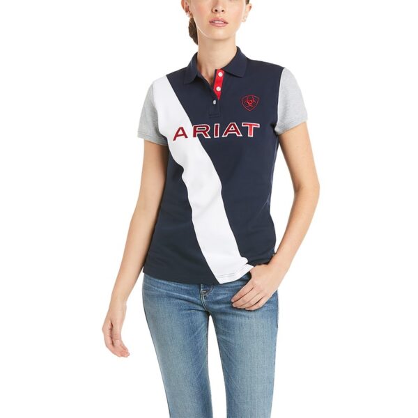 Ariat Taryn Short Sleeved Button Polo Shirt, Navy | Torne Valley