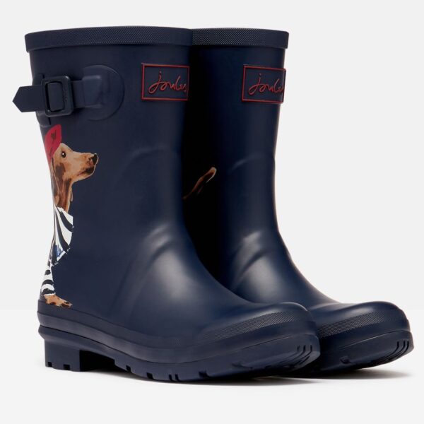 Joules Navy Sausage Dog Molly Mid Height Wellies | Torne Valley