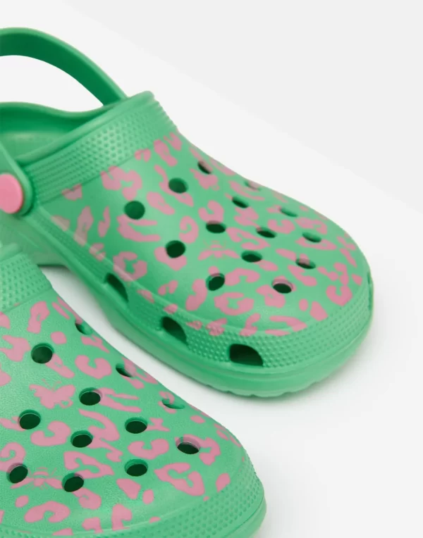 Green and pink Joules croc-style clogs
