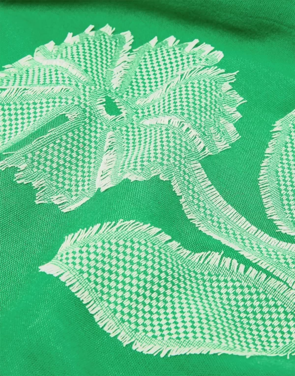 Green Scarf with flower pattern