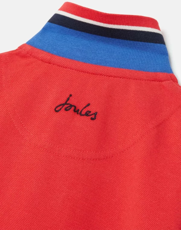 Joules Logo on red and contrast blue collar shirt