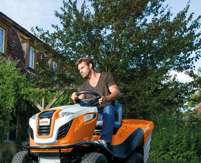 Orange Ride-on Mower by Stihl