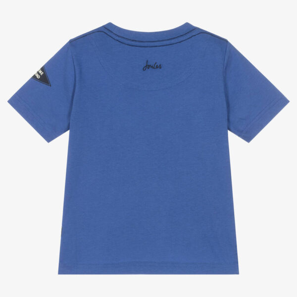 Back of Joules Boys Blue Cotton Quad Bike T-shirt