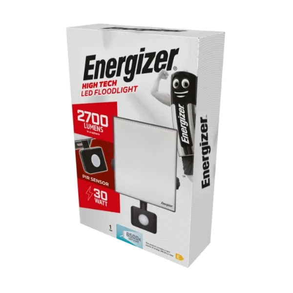 S10931 Energizer 30W IP65 LED Floodlight - 2,700 Lumen - 6,000K (Daylight) PIR