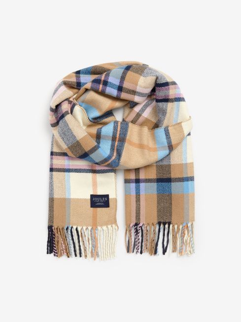 Joules Langtree creme check scarf one size christmas gift for mum