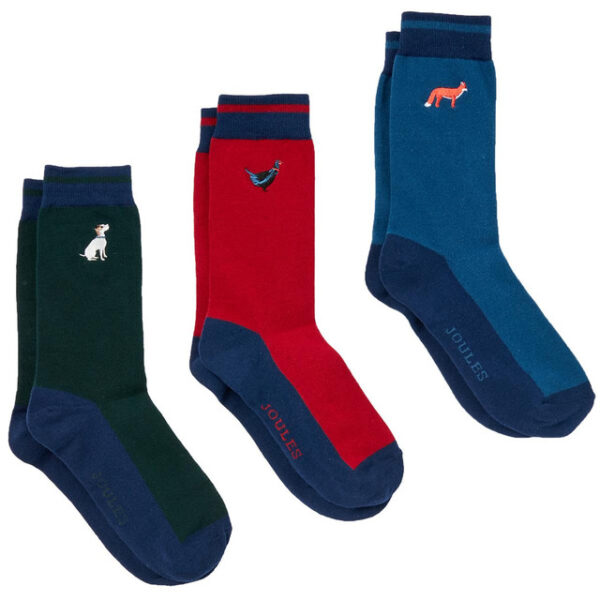 Joules Mens Socks 3 pack gameicon striking cotton socks dog print