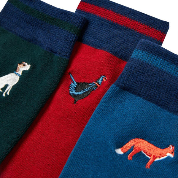 Joules Mens Socks 3 pack gameicon striking cotton socks dog print