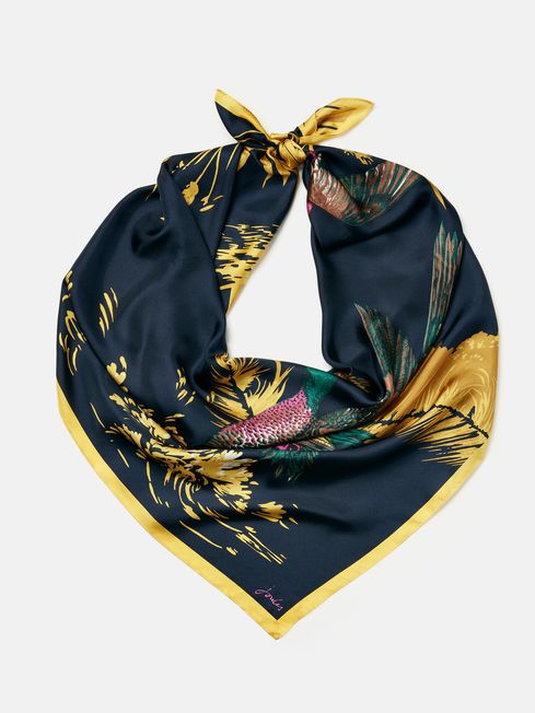 Navy Bloomfield Silk Scarf Joules