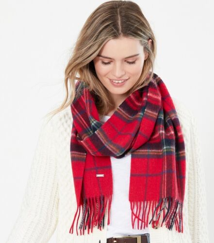 Joules Navy Red Check Scarf