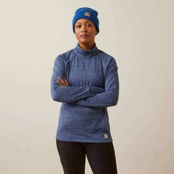 WOMENS REBAR 1/4 ZIP T-SHIRT BLUE