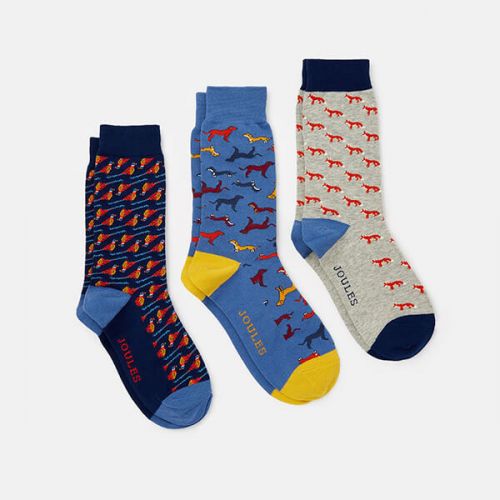 Joules Multi Animal 3 Pack of Striking Socks Size 7-12