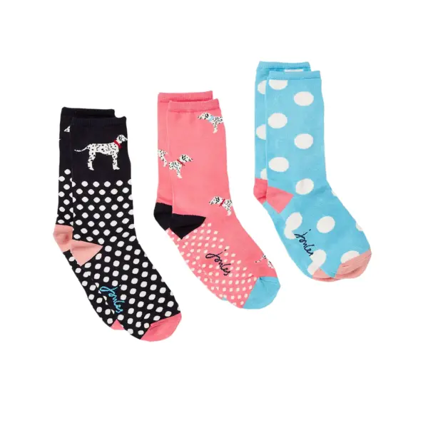 JOULES ECO VERO SOCKS PINK DALMATION 3PK | Torne Valley