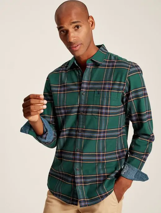 Joules Mens Shirt Green Check Torne Valley
