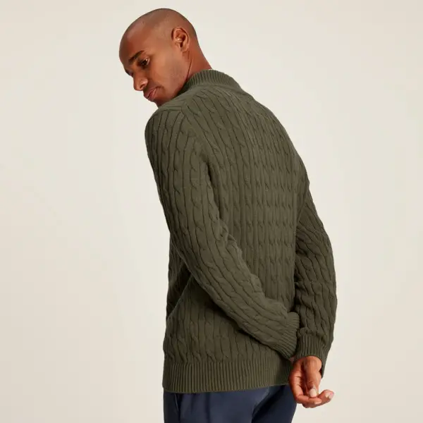 JOULES CABLE JUMPER 1/4 ZIP GREEN | Torne Valley