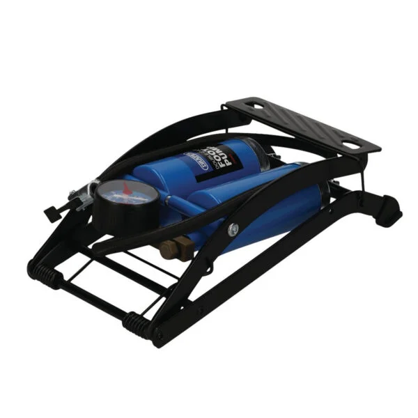 Draper Double Cylinder Foot Pump With Pressure Gauge