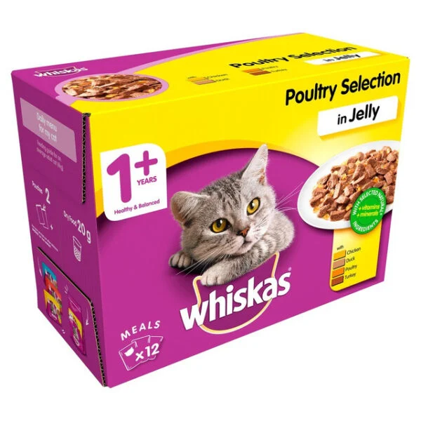 WHISKAS POUCH POULTRY JELLY 12PK
