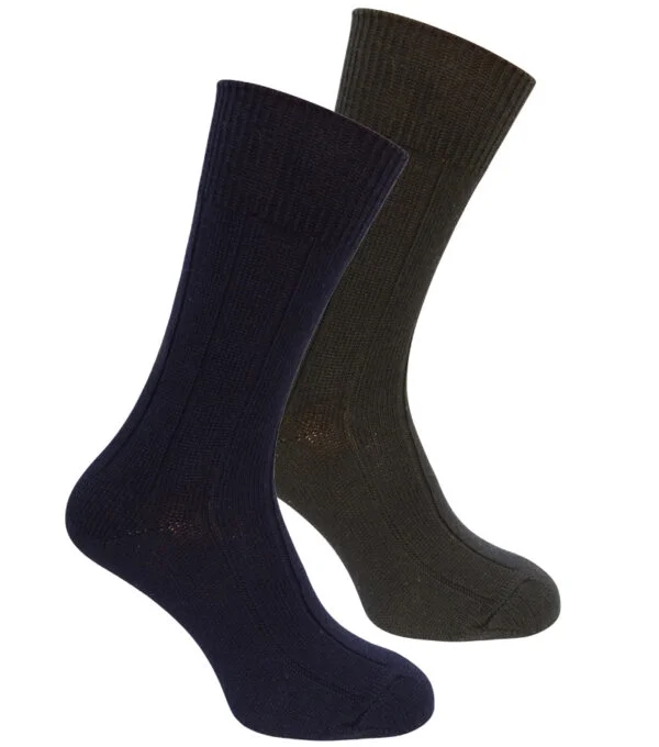 HOGGS OF FIFE MERINO SOCK NAVY/GREY TWIN PACK