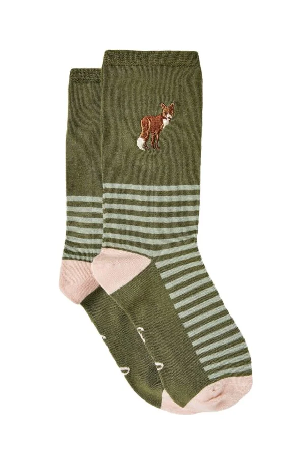 JOULES SOCKS GREEN FOX