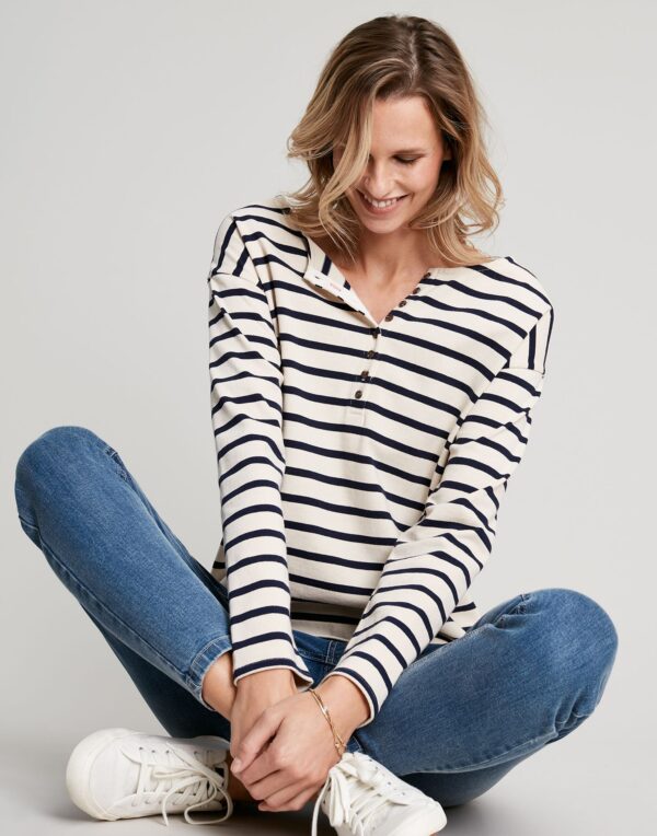 JOULES HENLEY TOP NAVY STRIPE | Torne Valley