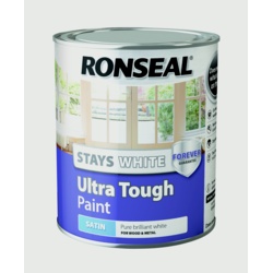 Ronseal Stays White Ultra Tough Paint White Satin 750ml | Torne Valley